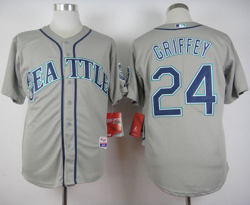 Mariners #24 Ken Griffey Stitched Grey Cool Base MLB Jersey - Click Image to Close